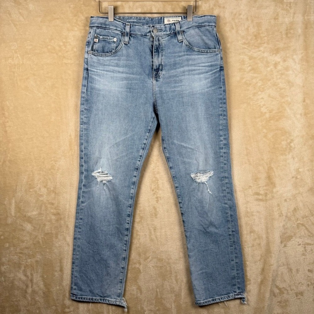 AG Adriano Goldschmied Ex-Boyfriend Slouchy Slim Distressed Jeans Light Wash 31